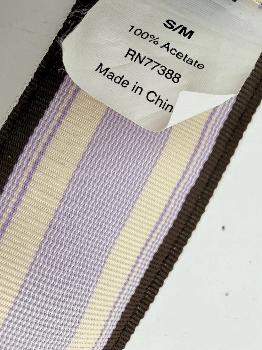J. Crew Belt Womens S/M Grosgrain Ribbon D-Ring Bambo Purple Striped READ - Picture 4 of 9